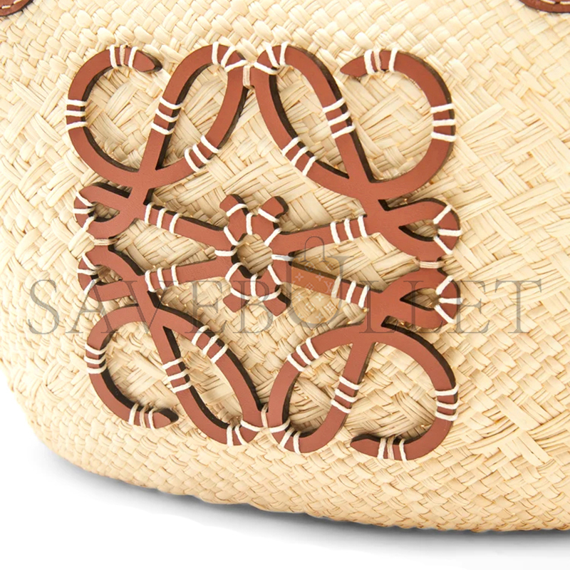 LOEWE SMALL ANAGRAM BASKET BAG IN IRACA PALM AND CALFSKIN A223P65X01-2435 (38*17*13cm)